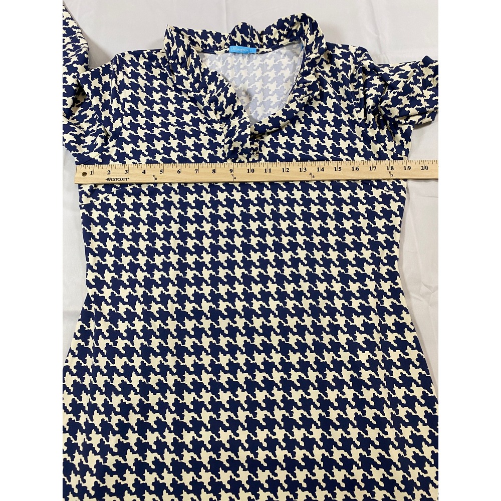 J.McLaughlin Navy‎ Houndstooth Catalina Cloth Ruffle Collar Dress Large - Picture 8 of 10